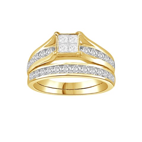 14 Kt Yellow Gold 1 Ct Diamond Set Ladies Bridal Ring, 7 In.