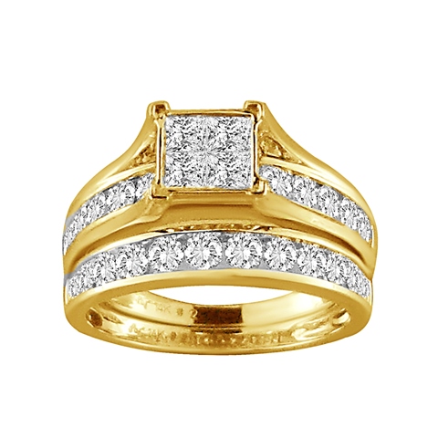 14 Kt Yellow Gold 1.50 Ct Diamond Set Ladies Bridal Ring, 7 In.