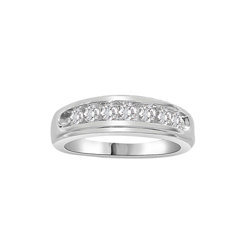 10 Kt White Gold 0.15 Ct Diamond Mens Band Ring, 10 In.