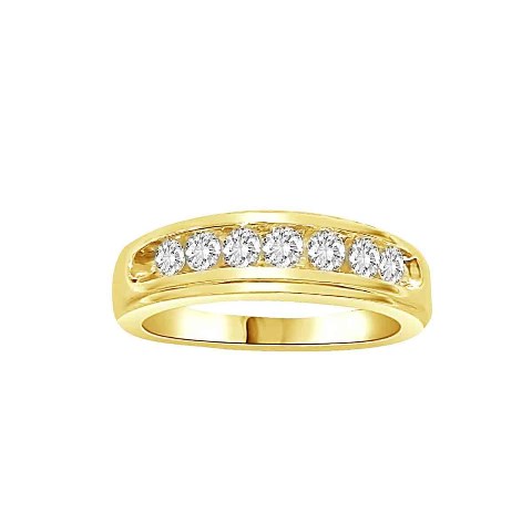 10 Kt Yellow Gold 0.25 Ct Diamond Mens Band Ring, 10 In.