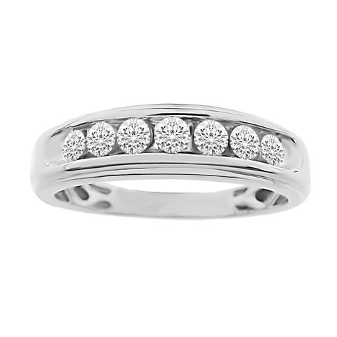10 Kt White Gold 0.50 Ct Diamond Mens Band Ring, 10 In.