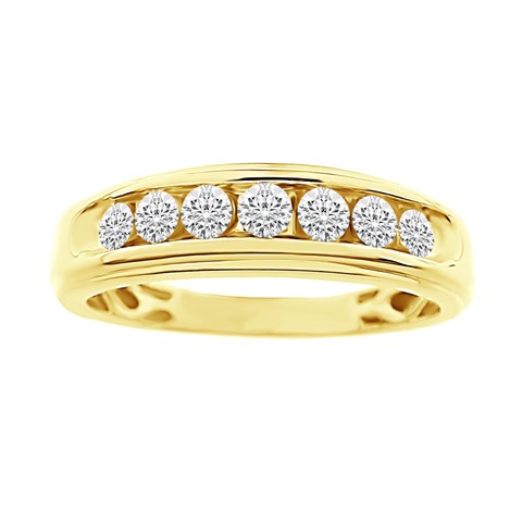 10 Kt Yellow Gold 0.50 Ct Diamond Mens Band Ring, 10 In.