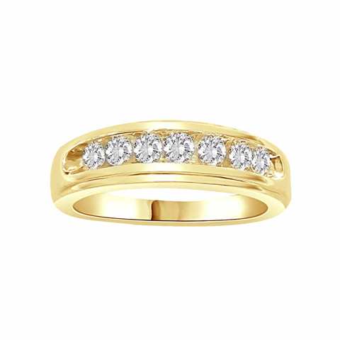 10 Kt Yellow Gold 0.75 Ct Diamond Mens Band Ring, 10 In.