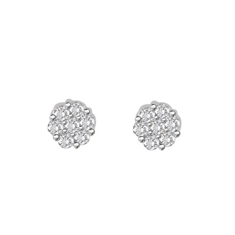 14 Kt White Gold 0.25 Ct Diamond Ladies Flower Earrings