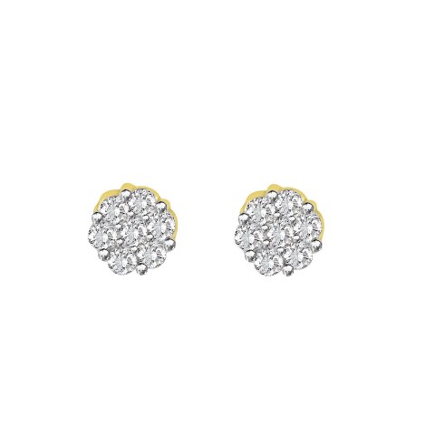 14 Kt Yellow Gold 0.25 Ct Diamond Ladies Flower Earrings