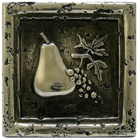 Dt-17-312s Mediterranean Pear & Grapes Tile, Silver - Pack Of 12