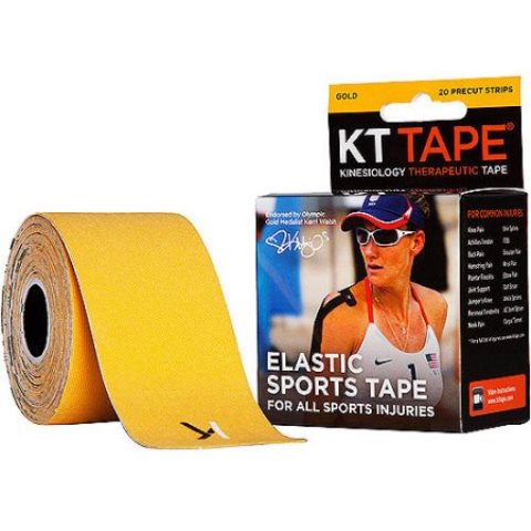 Original Cotton Precut Elastic Sports Tape For Pain Relief & Support, Gold - 20 Strips