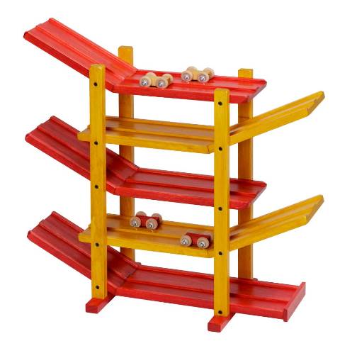 Lapps Toys & Furniture 126 Ry Wooden Car Roller Racetrack Toy, Red & Yellow