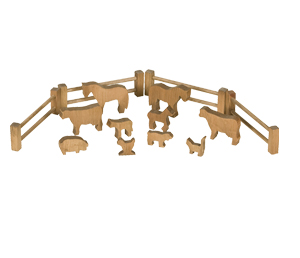 Lapps Toys & Furniture 141 H 14 Piece Wooden Toy Farm Animal Set, Harvest