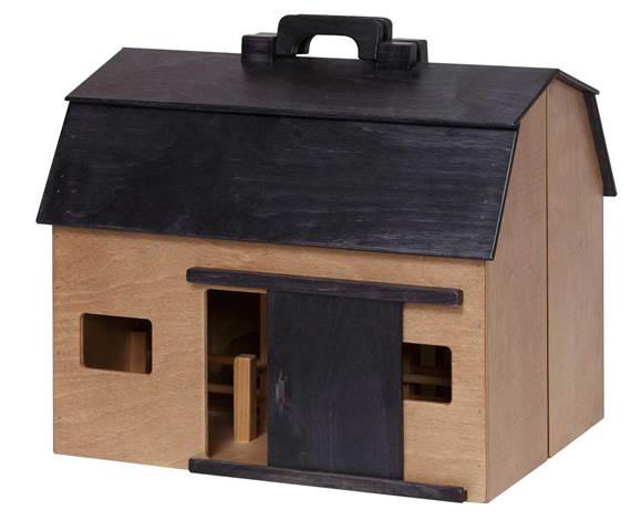 Lapps Toys & Furniture L142 Hb Wooden Toy Folding Barn With Black Roof, Large - Harvest