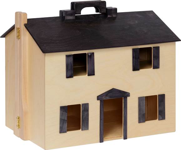Lapps Toys & Furniture 146 Mb Wooden Folding Doll House With Black Roof, Maple