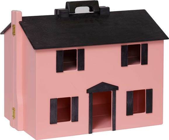Lapps Toys & Furniture 146 Pb Wooden Folding Doll House With Black Roof, Pink