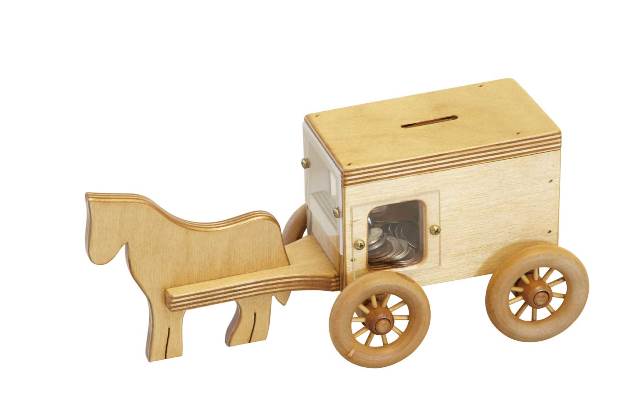 Lapps Toys & Furniture 156 H Wooden Horse-buggy Bank Toy, Harvest