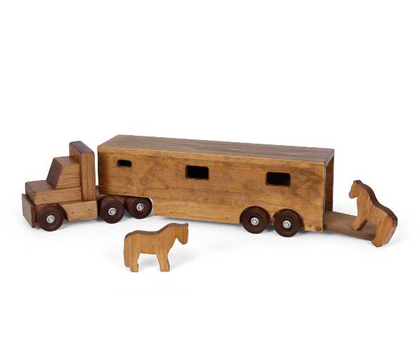 Lapps Toys & Furniture 195 Hth Wooden Horse Trailer Truck Toy, Harvest