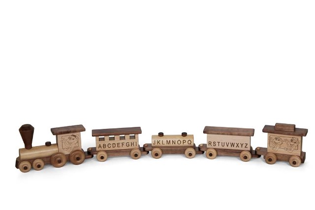 Lapps Toys & Furniture 196 Wm-abc Wooden Abc Train Toy, Walnut & Maple