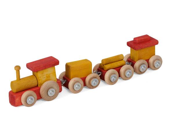 Lapps Toys & Furniture 200 Ry Wooden Train Toy, Small - Red & Yellow