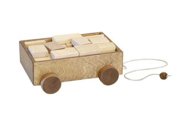 Lapps Toys & Furniture 204 H 30 Piece Wooden Wagon Blocks Set With Harvest