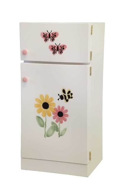 Lapps Toys & Furniture 270 S Wooden Refrigerator With Stencil, White