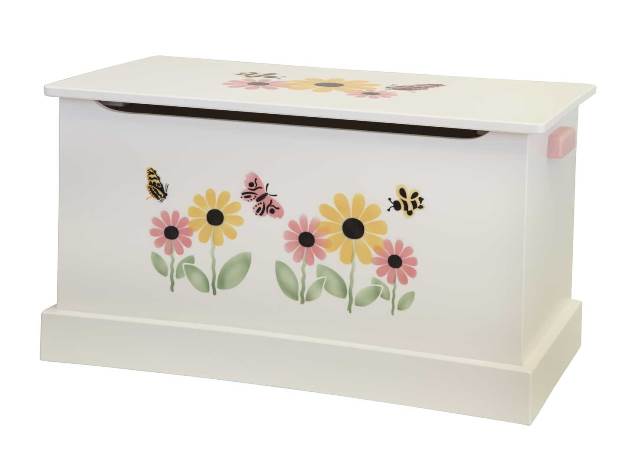 Lapps Toys & Furniture 283 S 35 In. Wooden Toy Box With Stencil, Medium - White