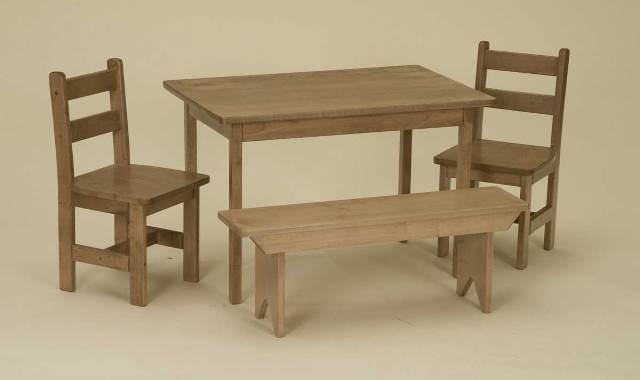 Lapps Toys & Furniture 286 H-set Table, Chairs & Bench Set, Harvest