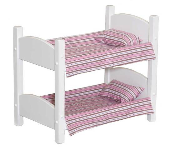 Lapps Toys & Furniture 006 W Wooden Doll Bunk Bed, White