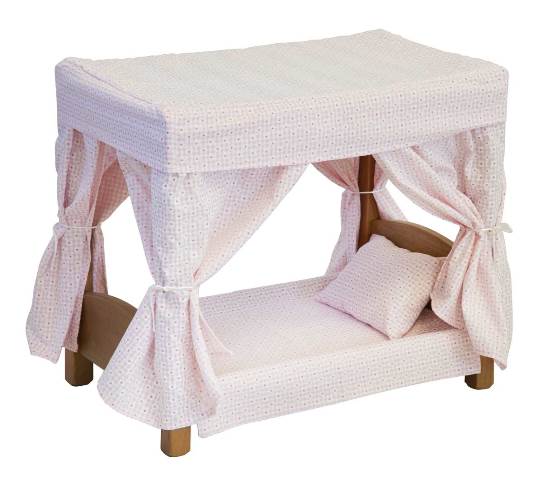 Lapps Toys & Furniture 010 H Wooden Doll Canopy Bed, Harvest