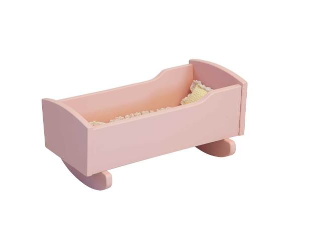 Lapps Toys & Furniture 015 P Wooden Doll Cradle, Pink