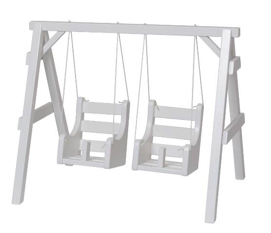 Lapps Toys & Furniture 048 W Wooden Playground Swings, White