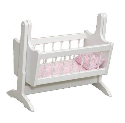 Lapps Toys & Furniture 058 W Wooden Doll Swinging Cradle, White