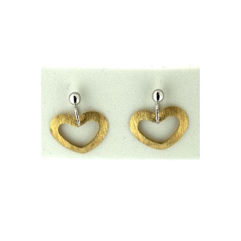 Amalia 7075 18kt Yellow Gold Heart With White Gold Post Dangle Earring - 16 X 14 Mm