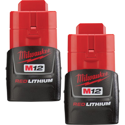 40564 M12 Red Lithium Compact 1.5ah Battery - 2 Pack, Model No. 48-11-2411