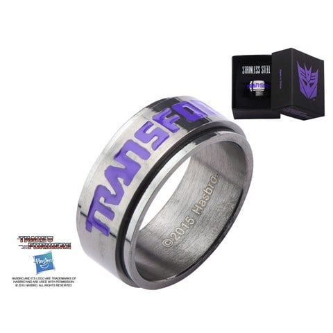 Tfmdfr02-10 Mens Decepticon Spinner Stainless Steel Ring - 10 In.