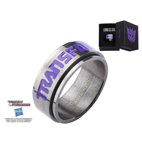 Tfmdfr02-12 Mens Decepticon Spinner Stainless Steel Ring - 12 In.