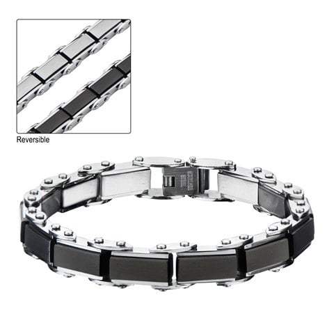 Rectangular Reversible Stainless Steel Bracelet, Ip Black