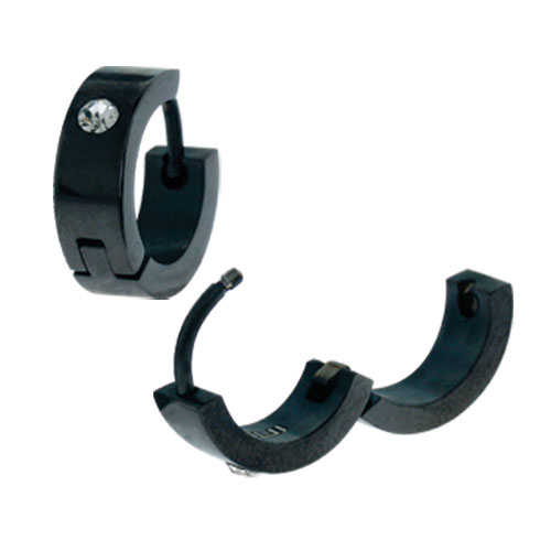 Pvd Huggies 316l Stainless Steel Earrings, Black