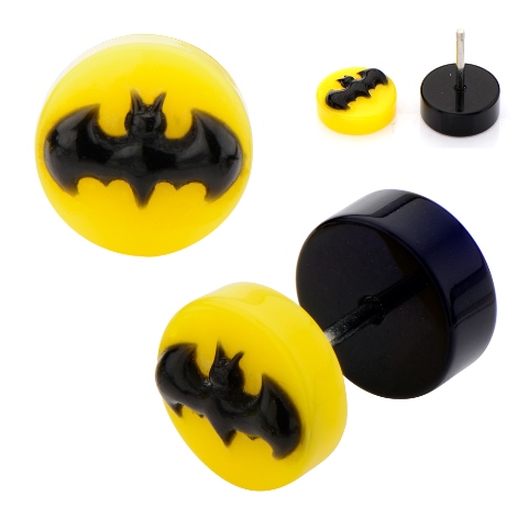 Batmfpac02-18pr Screw Back Acrylic Earrings With Batman Logo Front, 18g