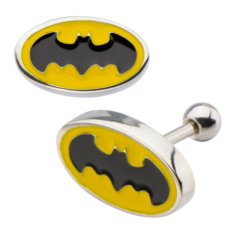 Batmec09 Batman Logo Top 316l Stainless Steel Cartilage Earrings, 0.31 In.