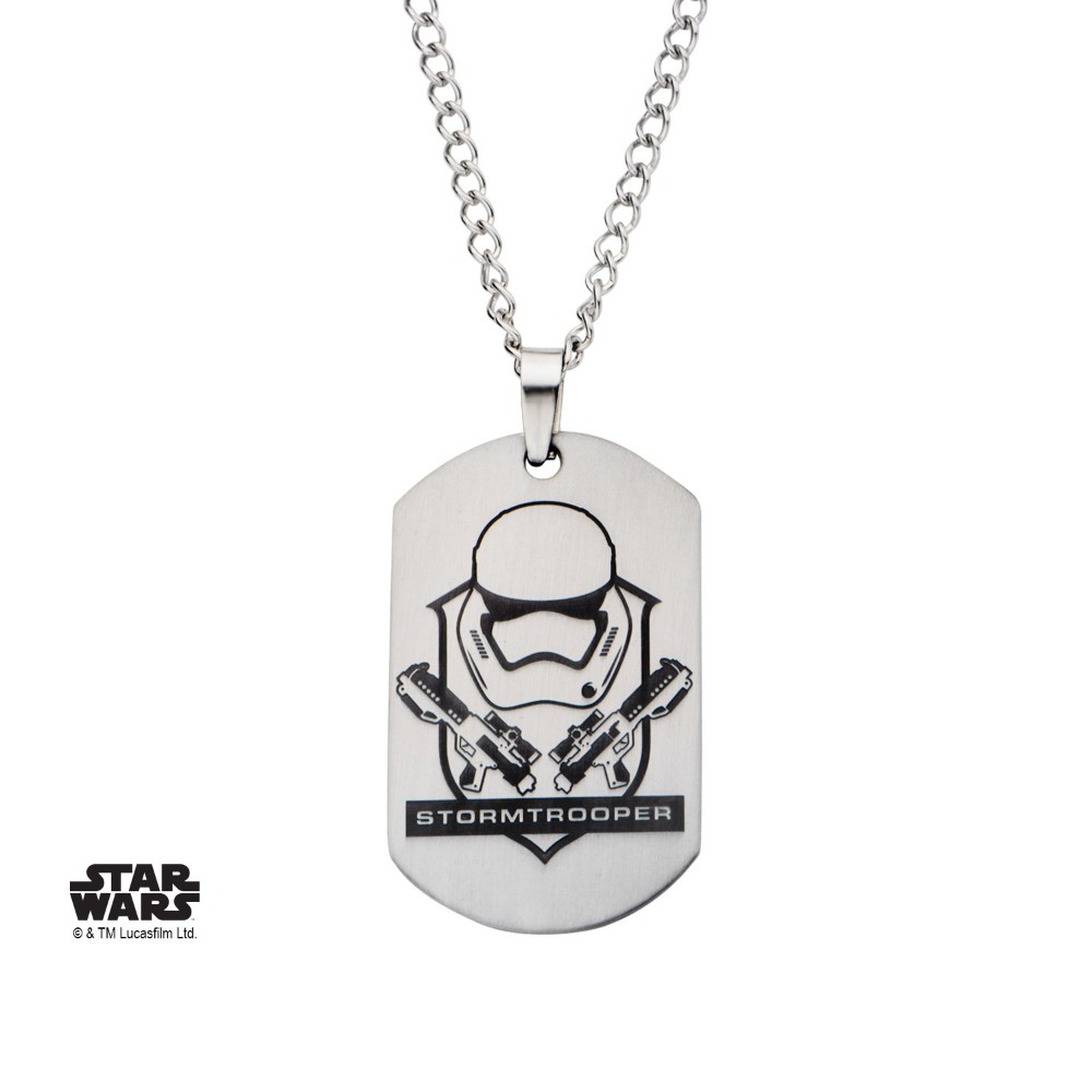 Sw7stlzpnk02 Episode 7 Stormtrooper Laser Etched Dog Tag Stainless Steel Pendant With Chain, 22 In.
