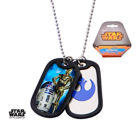 Swr2c3dtmlt01 R2d2 & C3po Stainless Steel Pendant With Rubber Silencer Double Dog Tag