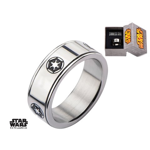 Mens Galactic Empire Symbol Spinner Stainless Steel Ring - 12 In.