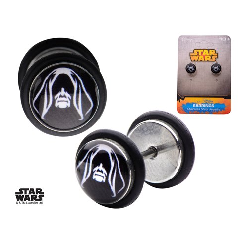 Screw Back 316l Stainless Steel Earrings With Emperor Palpatine Graphic Front