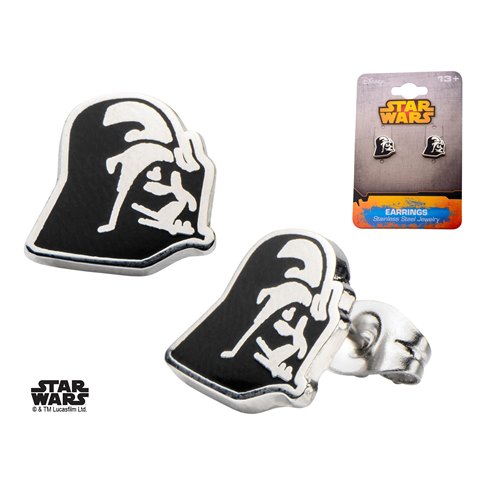Swdver01 Darth Vader Enamel Stainless Steel Stud Earrings