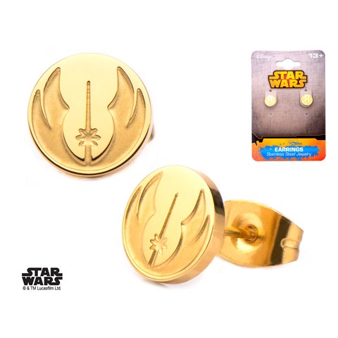 Plated Jedi Order Symbol 316l Stainless Steel Stud Earrings, Gold