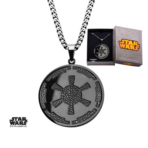 Swispnk02 Galactic Empire Symbol Gun Metal Finished Stainless Steel Pendant With Chain, 22 In.