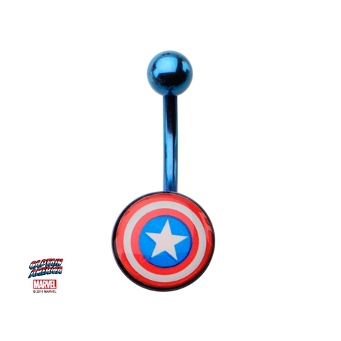 UPC 839546000034 product image for Marvel NFT43CPTA Captain America Logo Barbell 316L Titanium Navel Charm 0.43 in. | upcitemdb.com