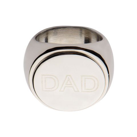 Round Top Engraved Dad Stainless Steel Ring - 12 In.
