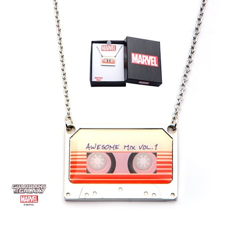 Gotgtappnk01 Guardians Of The Galaxy Awesome Mix Vol. 1 Tape Stainless Steel Pendant, 18 With 2 In. Extender Chain