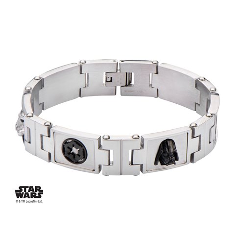 Galactic Empire, Darth Vader & Stormtrooper Symbol Link Stainless Steel Bracelet