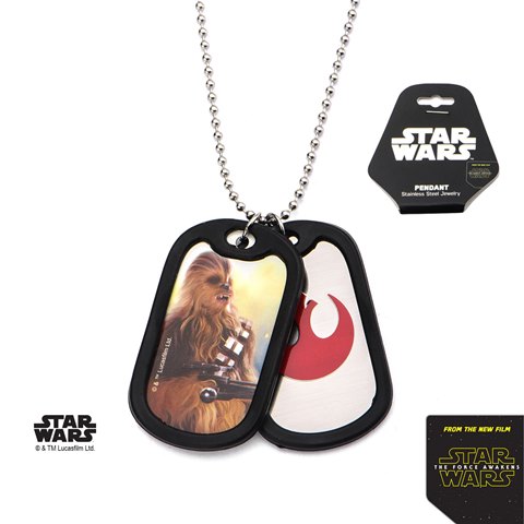 Sw7cwdtmlt01 Episode 7 Rebel Chewbacca Double Dog Tag Stainless Steel Pendant With Rubber Silencers, 22 In.