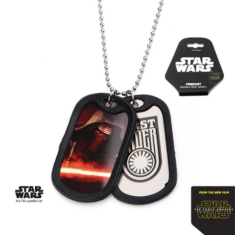 Sw7krfodtmlt02 Episode 7 First Order Kylo Ren Double Dog Tag Stainless Steel Pendant With Rubber Silencers, 22 In.